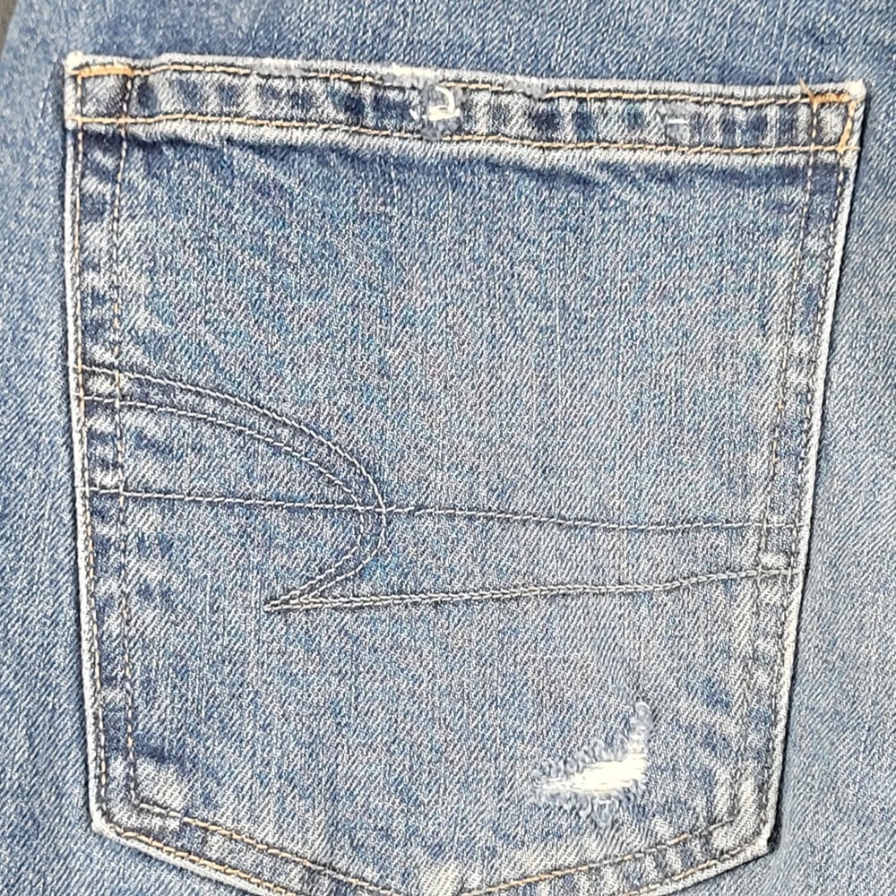 American Eagle Stretch Mom Jeans Womens 8 Regular Blue Distressed High Rise - Picture 5 of 8